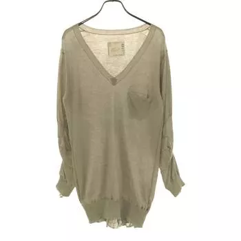 Sacai Made in Japan 13-01789 Long sleeve Faux layered V-neck sweater knit Women Used