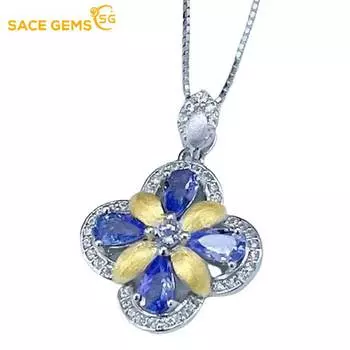 SACE GEMS 925 Sterling Silver 3*5MM Natual Tanzanite Gemstone Bracelrts for Women Engagement Cocktail Party Fine Jewelry синий