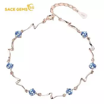 SACE GEMS циркон браслет ювелирные изделия геометрические бусины цепочки браслеты модный тонкий свадебный подарок для подруги женщин синий