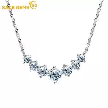 SACE GEMS D VVS1 1,7-каратный муассанит с бриллиантами, подвески, ожерелья для женщин, сверкающие ювелирные изделия для свадебной вечеринки, GRA S925, серебряное ожерелье белый