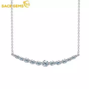 SACE GEMS D VVS1 полный муассанит с бриллиантами кулон ожерелья для женщин сверкающие ювелирные изделия для свадебной вечеринки GRA S925 серебряное ожерелье белый