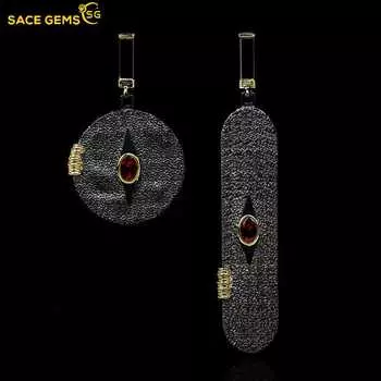 SACE GEMS для женщин, античный дизайн, асимметричные серьги-капли, CZ камень, готический стиль, ювелирные изделия цвета черного золота чёрный