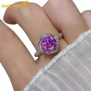 SACE GEMS GRA сертифицированное 1-2CT розовое кольцо с муассанитом VVS1 Lab Diamond Solitaire Ring для женщин обручальное кольцо ювелирные изделия 1ct 5 розовый