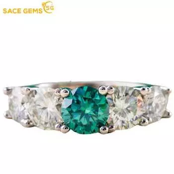 SACE GEMS GRA сертифицированное кольцо D цвета 3,6 карата с муассанитом из стерлингового серебра 925 пробы с покрытием из белого золота 18 карат для женщин ювелирные украшения 5 белый/зелёный