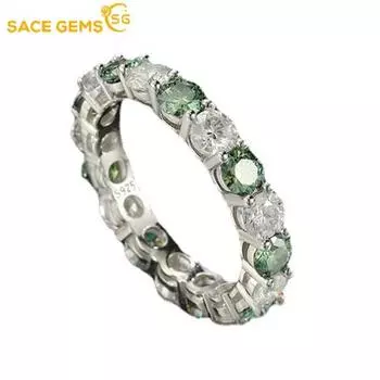 SACE GEMS GRA Сертифицированное кольцо с муассанитом 4 мм VVS1 Lab Diamond Solitaire Ring для женщин Обручальное кольцо с обещанием ювелирных изделий 5 белый/чёрный