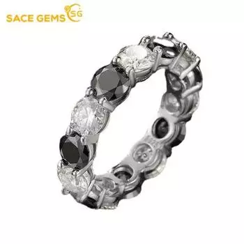 SACE GEMS GRA Сертифицированное кольцо с муассанитом 7 карат VVS1 Lab Diamond Solitaire Кольцо для женщин Обручальное кольцо с обещанием ювелирных изделий 5 чёрный