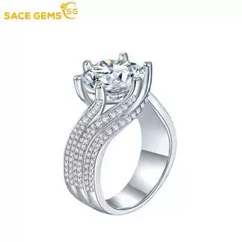 SACE GEMS GRA сертифицированное кольцо с муассанитом 5 карат VVS1 Lab Diamond Solitaire Кольцо для женщин Обручальное кольцо с обещанием ювелирных изделий 5 белый