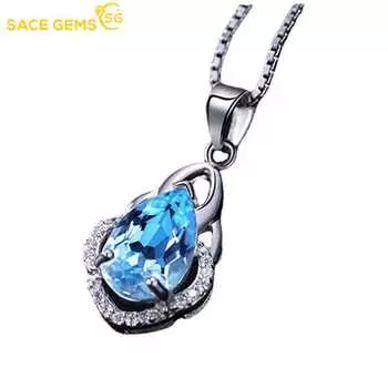SACE GEMS капли воды в форме медного сплава синий циркон женский кулон ожерелье модный подарок синий