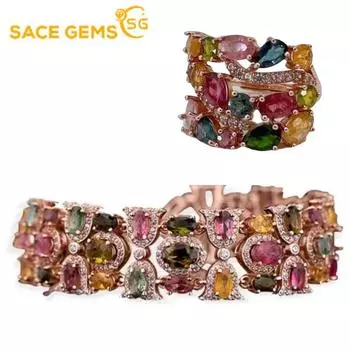 SACE GEMS классические кольца из медного сплава с цирконом, браслеты, комплекты ювелирных изделий, подарки для свадебной вечеринки разноцветный