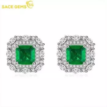 SACE GEMS классические квадратные серьги из медного сплава с зеленым цирконом для женщин, подарки на свадьбу зелёный