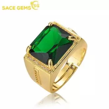 SACE GEMS, классические мужские кольца из медного сплава с цирконом, ювелирные изделия, свадебный подарок, вечеринка open зелёный