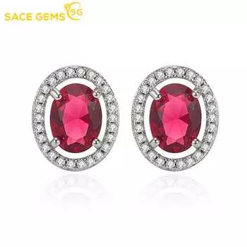SACE GEMS классические розовые овальные серьги-гвоздики из медного сплава с цирконием для женщин, подарки для свадебной вечеринки красный