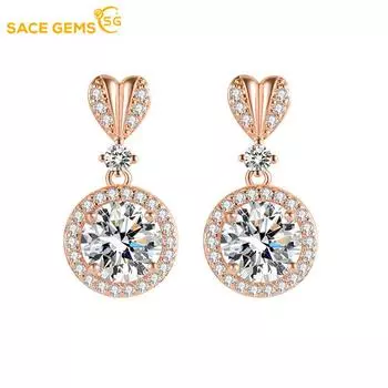 SACE GEMS классические серьги из медного сплава с цирконом для женщин, подарки на свадьбу розового золота