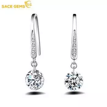SACE GEMS классические серьги из медного сплава с цирконом для женщин, подарки на свадьбу белый