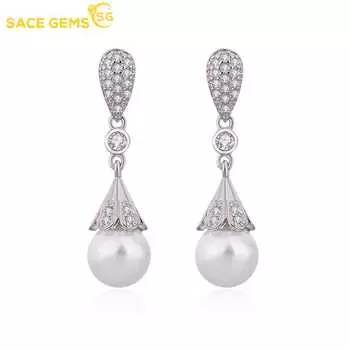 SACE GEMS классические серьги из медного сплава с цирконом для женщин, подарки на свадьбу белый