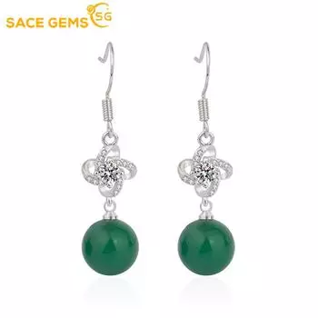 SACE GEMS классические серьги из медного сплава с цирконом для женщин, подарки на свадьбу зелёный