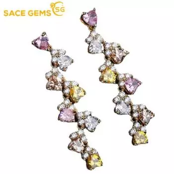 SACE GEMS классические серьги из медного сплава с цирконом для женщин, подарки на свадьбу разноцветный