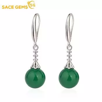 SACE GEMS классические серьги из медного сплава с цирконом для женщин, подарки на свадьбу зелёный