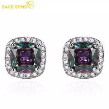 SACE GEMS, классические серьги из медного сплава, квадратные семицветные серьги с цирконом для женщин, подарки на свадьбу разноцветный