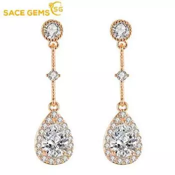 SACE GEMS классические серьги из медного сплава с цирконом для женщин, подарки на свадьбу белого золота