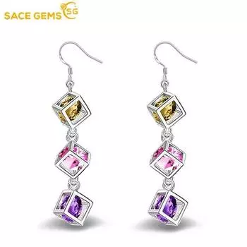 SACE GEMS классические серьги из медного сплава с цирконом для женщин, подарки на свадьбу разноцветный