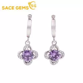 SACE GEMS классические серьги из медного сплава с цирконом для женщин, подарки на свадьбу фиолетовый