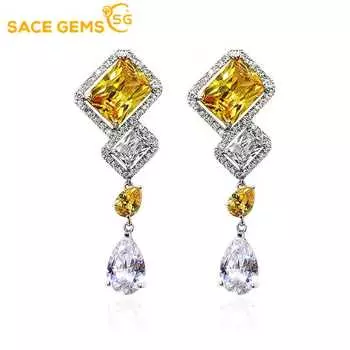 SACE GEMS классические серьги из медного сплава с цирконом для женщин, подарки на свадьбу жёлтый