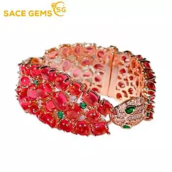 Sace Gems Классический браслет из медного сплава с цирконием 17 см, женские ювелирные изделия, свадебный подарок для вечеринки красный