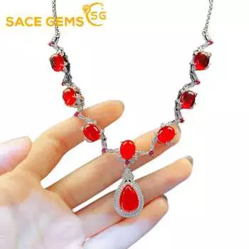 SACE GEMS классический циркон женский кулон ожерелье модный подарок красный