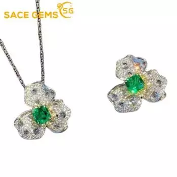 SACE GEMS классический медный сплав циркон кольцо кулон ожерелье наборы ювелирных изделий подарки для свадебной вечеринки зелёный
