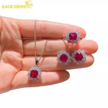 SACE GEMS классический медный сплав циркон кольцо серьги кулон ожерелье ювелирные наборы подарки для свадебной вечеринки красный