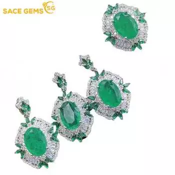 SACE GEMS классический медный сплав циркон кольцо серьги кулон ожерелье ювелирные наборы подарки для свадебной вечеринки зелёный
