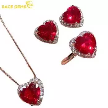 SACE GEMS классический медный сплав циркон кольцо серьги кулон ожерелье ювелирные наборы подарки для свадебной вечеринки красный