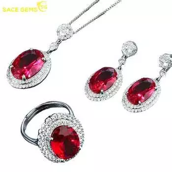 SACE GEMS классический медный сплав циркон кольцо серьги кулон ожерелье ювелирные наборы подарки для свадебной вечеринки красный