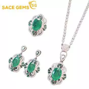 SACE GEMS классический медный сплав циркон кольцо серьги кулон ожерелье ювелирные наборы подарки для свадебной вечеринки зелёный