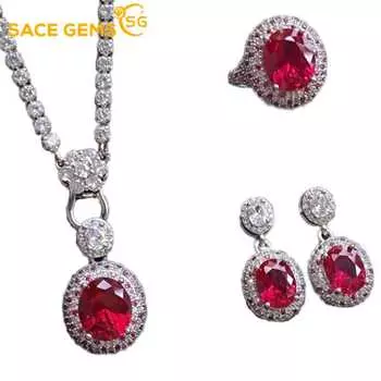 SACE GEMS классический медный сплав циркон кольцо серьги кулон ожерелье ювелирные наборы подарки для свадебной вечеринки Open красный