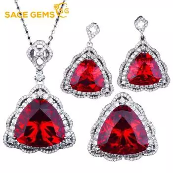 SACE GEMS классический медный сплав циркон кольцо серьги кулон ожерелье ювелирные наборы подарки для свадебной вечеринки Open красный