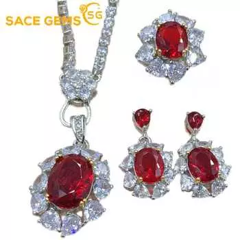 SACE GEMS классический медный сплав циркон кольцо серьги кулон ожерелье ювелирные наборы подарки для свадебной вечеринки Open красный
