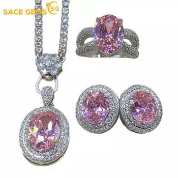 SACE GEMS классический медный сплав циркон кольцо серьги кулон ожерелье ювелирные наборы подарки для свадебной вечеринки Open розовый