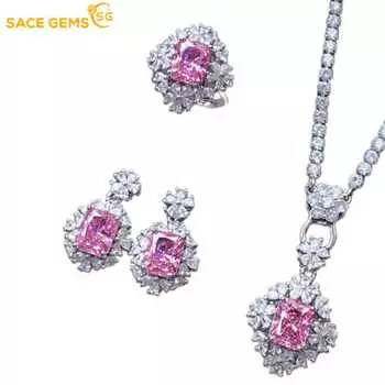 SACE GEMS классический медный сплав циркон кольцо серьги кулон ожерелье ювелирные наборы подарки для свадебной вечеринки Open розовый