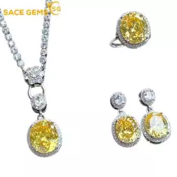 SACE GEMS классический медный сплав циркон кольцо серьги кулон ожерелье ювелирные наборы подарки для свадебной вечеринки Open жёлтый
