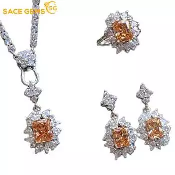 SACE GEMS классический медный сплав циркон кольцо серьги кулон ожерелье ювелирные наборы подарки для свадебной вечеринки Open шампанского