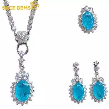 SACE GEMS классический медный сплав циркон кольцо серьги кулон ожерелье ювелирные наборы подарки для свадебной вечеринки Open синий