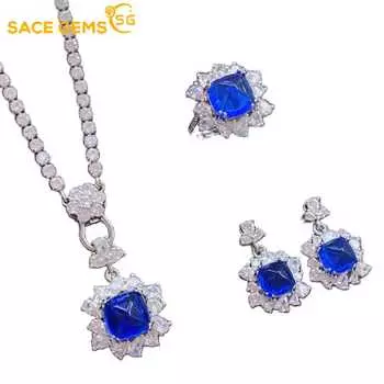 SACE GEMS классический медный сплав циркон кольцо серьги кулон ожерелье ювелирные наборы подарки для свадебной вечеринки Open синий