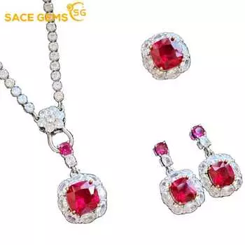SACE GEMS классический медный сплав циркон кольцо серьги кулон ожерелье ювелирные наборы подарки для свадебной вечеринки Open красный