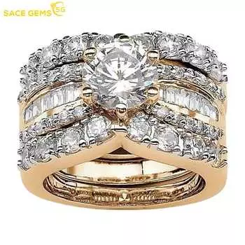 SACE GEMS классический медный сплав циркон трехслойное кольцо женские украшения свадебное обещание вечерние подарок 6 белого золота
