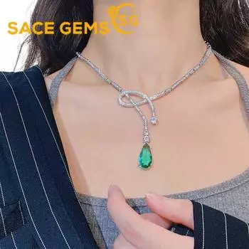 SACE GEMS классический медный сплав циркон женский кулон ожерелье модный подарок зелёный