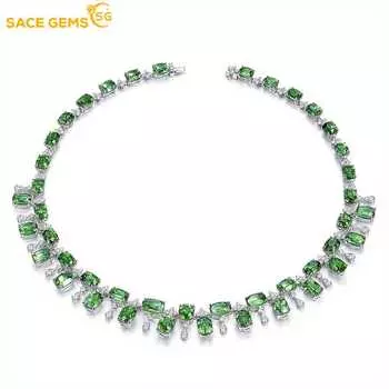 SACE GEMS классический медный сплав циркон женское ожерелье модный подарок 45CM зелёный