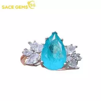 SACE GEMS классический медный сплав цвет 8*10 мм циркон небесно-голубое кольцо женские украшения свадебное обещание вечерние подарок open
