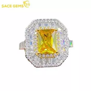 SACE GEMS классический медный сплав принцесса вечерние желтый циркон кольцо женские украшения свадебное обещание вечерние подарок open жёлтый